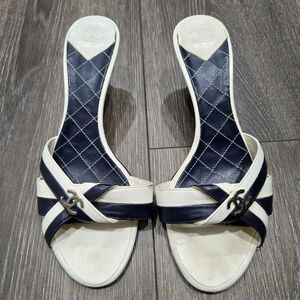 Chanel Navy and White Women's Sandals